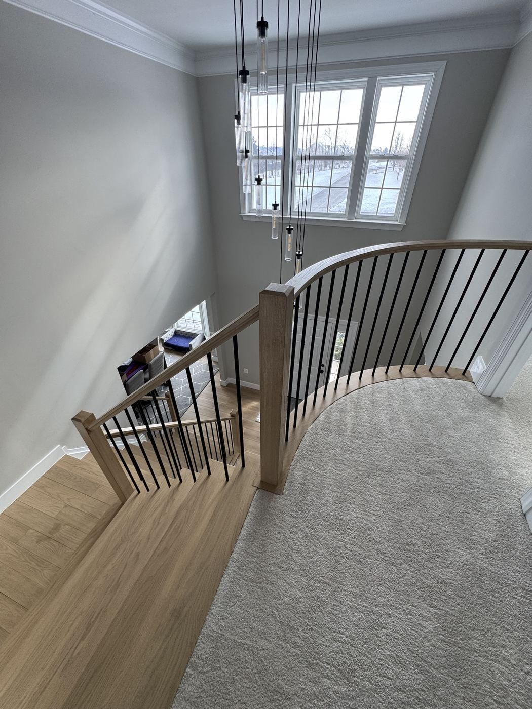 Curved balcony railing seen from above