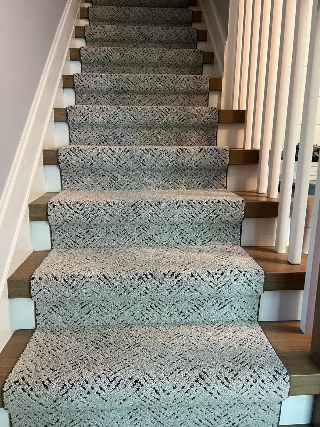 Patterned carpet stair runner