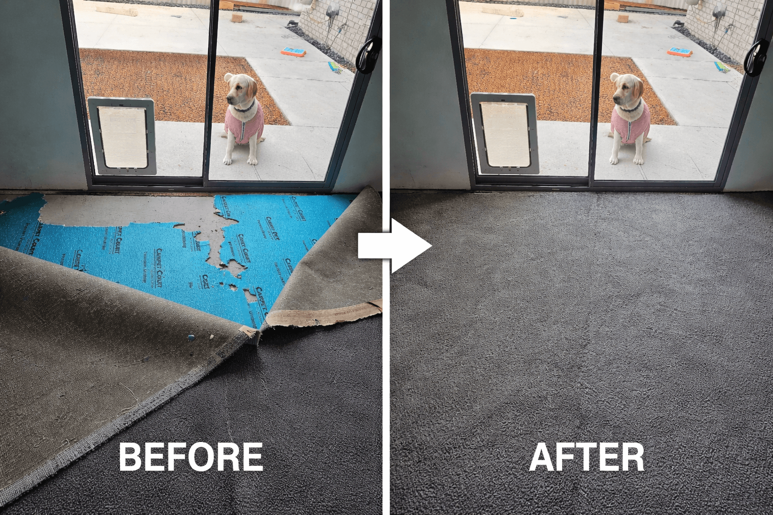 carpet stain removal before and after photo