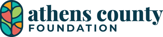 The logo for the athens county foundation is a stained glass design.