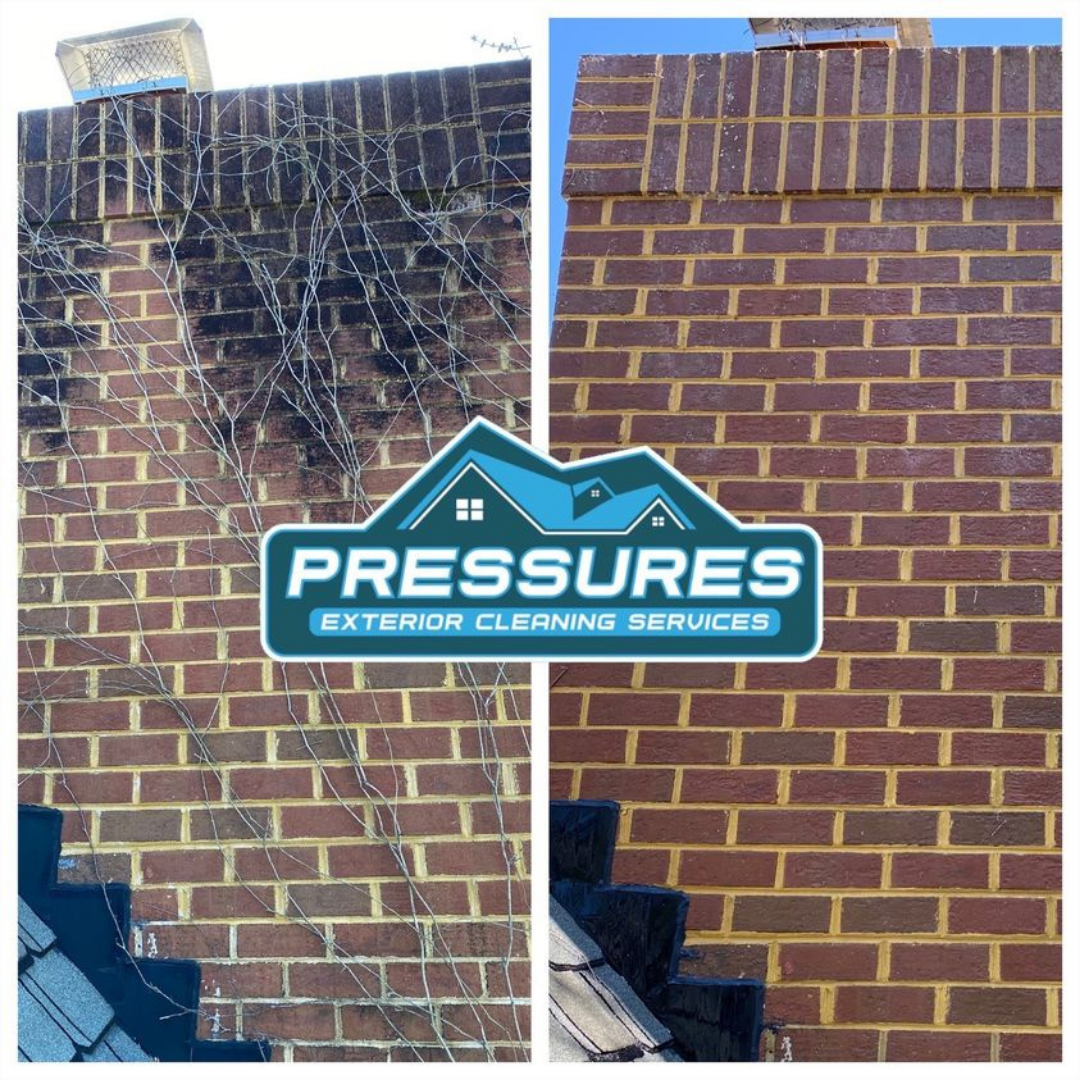 Pressure washing a brick chimney in Williamsburg ca Pressure Washing in Willamsburg Va