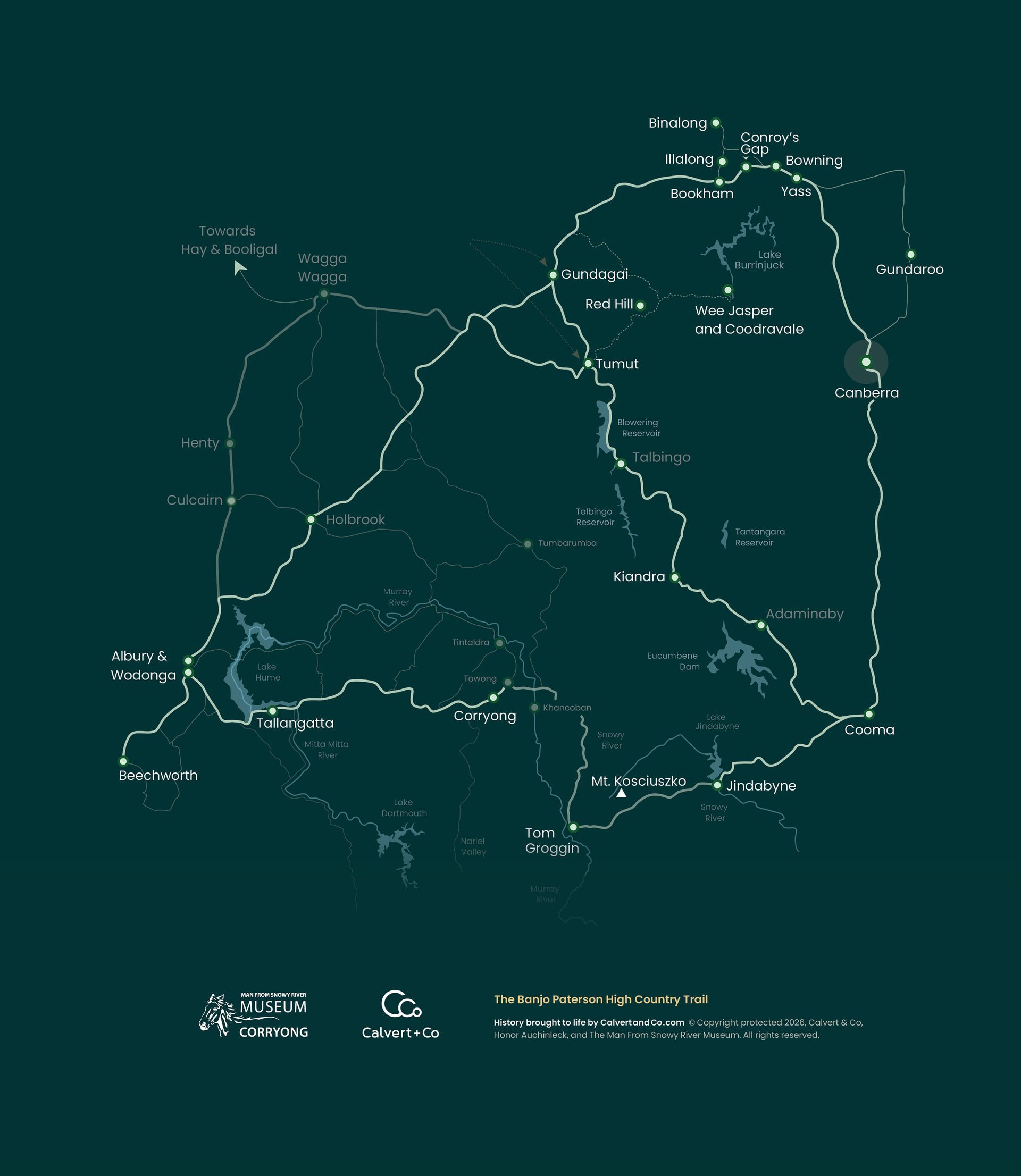 Clean line version of the Banjo Paterson High Country Trail