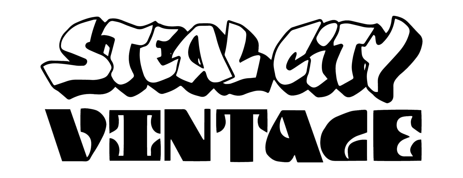 Black-and-white graffiti-style text reading &ldquo;STAY CITY VINTAGE&rdquo; on a white background