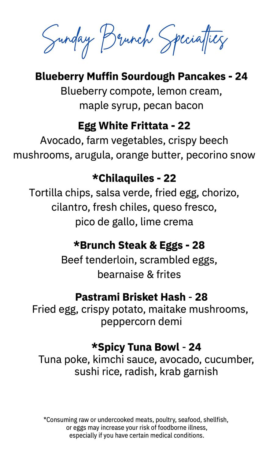 Handwritten smoothie menu on white paper with blueberry, green, wheatgrass, and protein drink options.