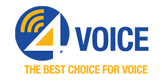 Logo with blue circle, yellow signal, white and yellow