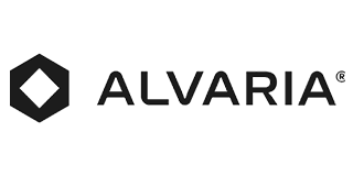 Alvaria logo: a black hexagon with a white diamond inside, followed by the word