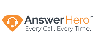 AnswerHero logo with an orange diamond shape and a headset icon, and the text