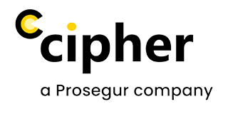 Cipher logo with a yellow and black symbol and the words
