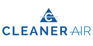 Logo for Cleaner Air: Blue triangle with a