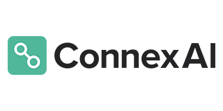 Logo for ConnexAI, featuring a teal square with a white connecting symbol and the name in black text.