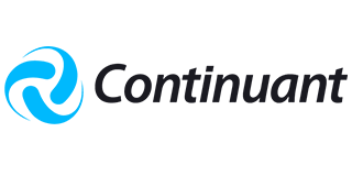 Logo for Continuant, a company name in black text to the right of a blue swirl design.