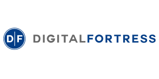 Digital Fortress logo with a blue circle containing