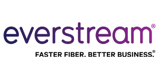 Everstream logo: purple text,