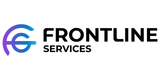 Logo for Frontline Services: a stylized FG graphic in purple/blue next to the words