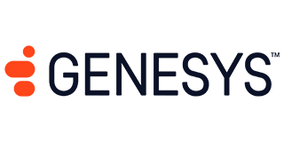 Genesys logo: Orange, connected shapes with the word