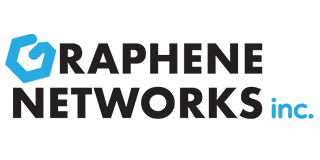 Logo for Graphene Networks inc. featuring a light blue hexagon with a curved line, and the company name in black text.
