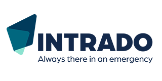 Logo for Intrado, text reads