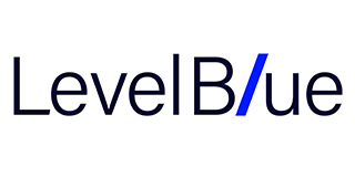 Level Blue logo with blue slash through the