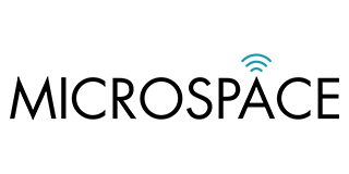 Microspace logo with black text and a blue wifi signal icon above