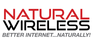 Logo for Natural Wireless, red
