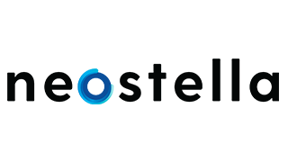Logo for Neostella, text in black with the