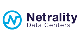Logo for Netrality Data Centers: Blue circle with a stylized