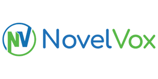 NovelVox logo: green and blue circle with