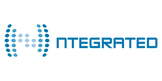 Logo with a stylized blue dotted shape and the word