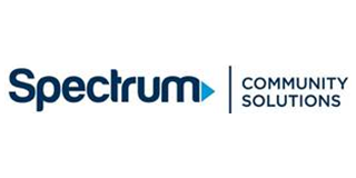 Spectrum Community Solutions logo. Blue Spectrum text with a blue arrow, next to