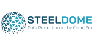 SteelDome logo: blue globe graphic next to