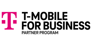 T-Mobile for Business Partner Program logo with pink T symbol and black text on white background.