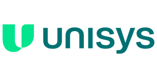 Unisys logo in teal and green with a stylized