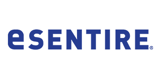 Esentire logo in blue text on a white background.