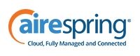 Logo for Airespring, featuring a blue and orange curved design and the text