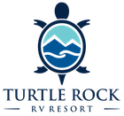 Turtle Rock RV Resort logo with blue turtle and mountain design above the resort name