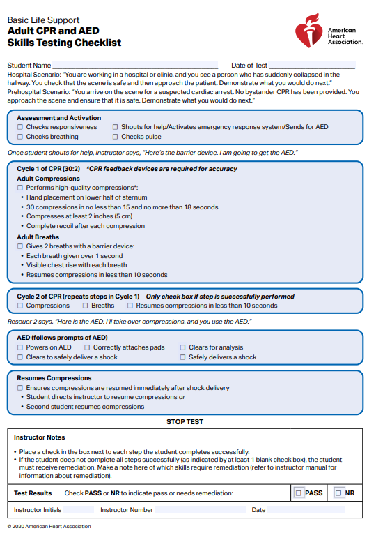 AHA+BLS+Certification+Skills+Test+Sheet+Willow+Grove+CPR
