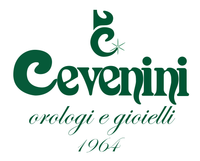 Logo Cevenini in verde scuro con la scritta “orologi e gioielli” e “1964” su sfondo bianco.