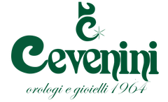 Logo Cevenini verde con emblema stilizzato e la scritta “orologeria e gioielli 1964