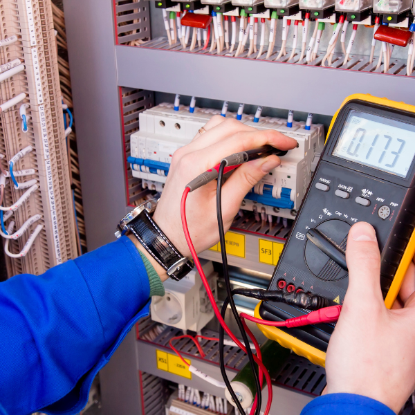 Electrician using a multimeter - Electrician Varsity Lakes