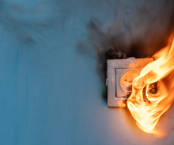 A burning outlet causing an electrical emergency on the Gold Coast