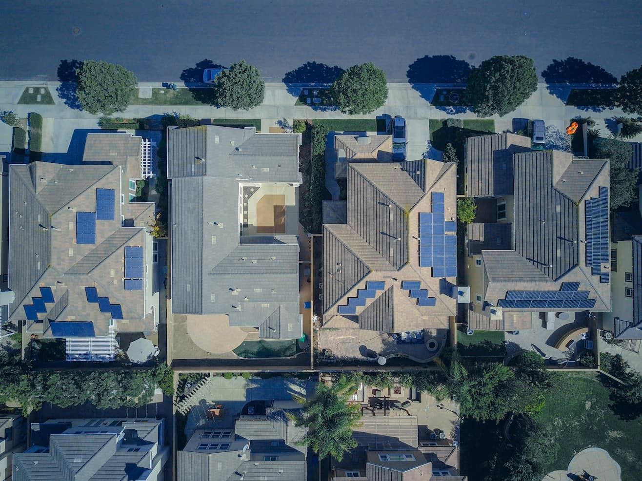Solar panels on residential roofs