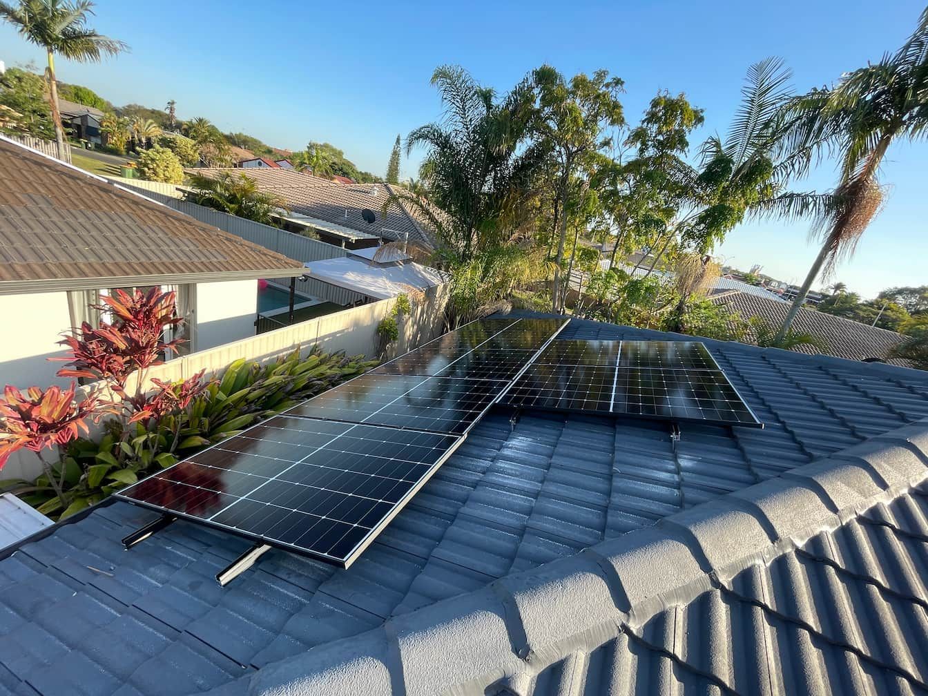 Solar panels on a roof in Burleigh Waters