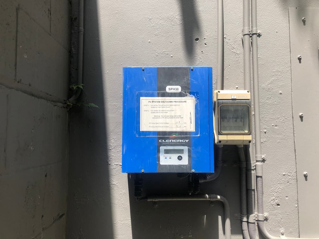 solar inverter on a wall