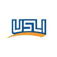 A blue and orange logo on a white background.