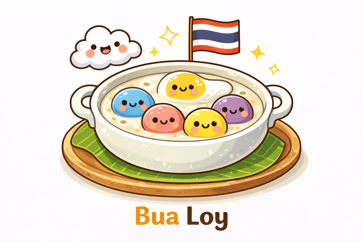 Illustration of Bua Loy traditional Thai dessert
