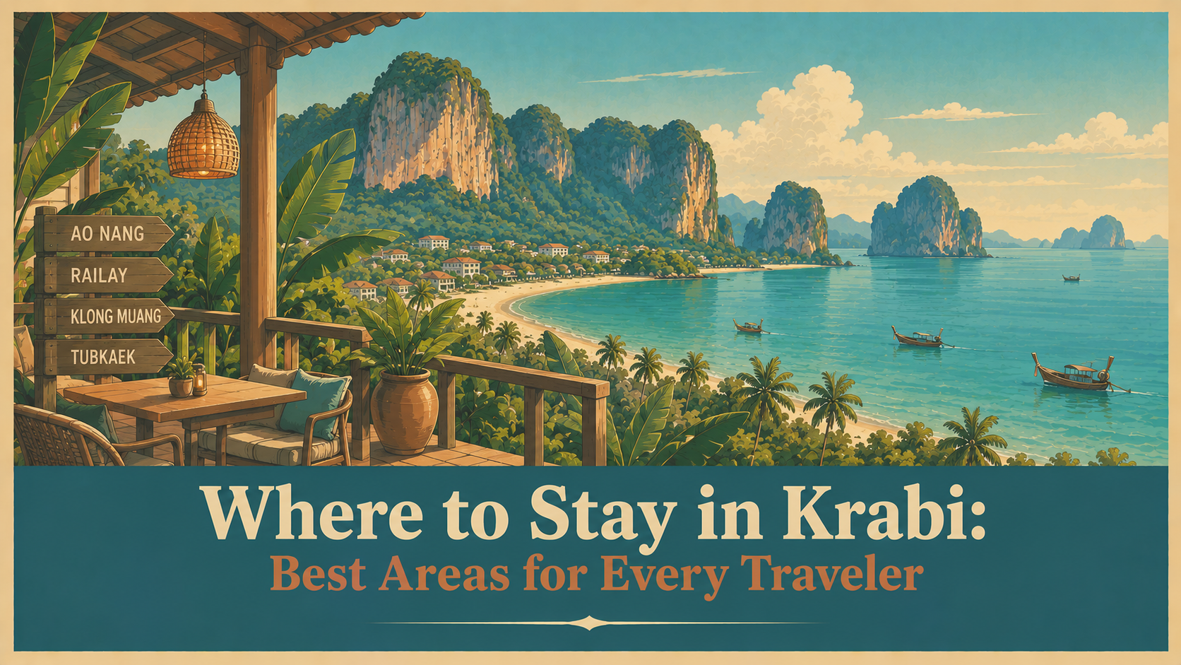 Krabi coastline and limestone cliffs in Thailand