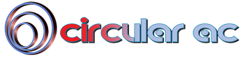 Circular AC logo with red and blue swirl icon and gray-red text on a white background