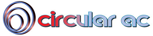 Circular AC logo with red and blue swirl icon and gray-red text on a white background