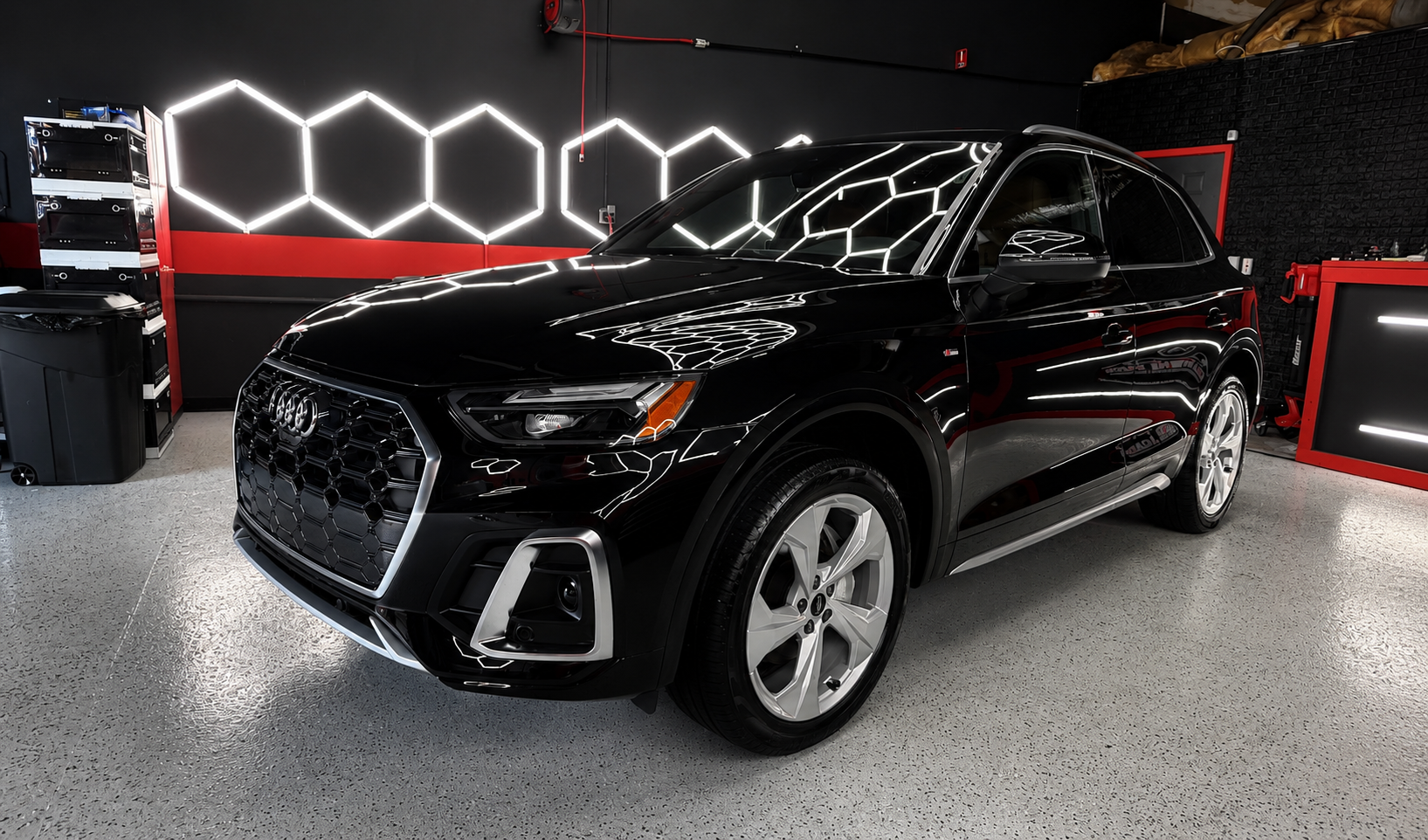 Black Audi SUV after ceramic coating maintenance at Shine Again Auto Detailing in Newnan, GA