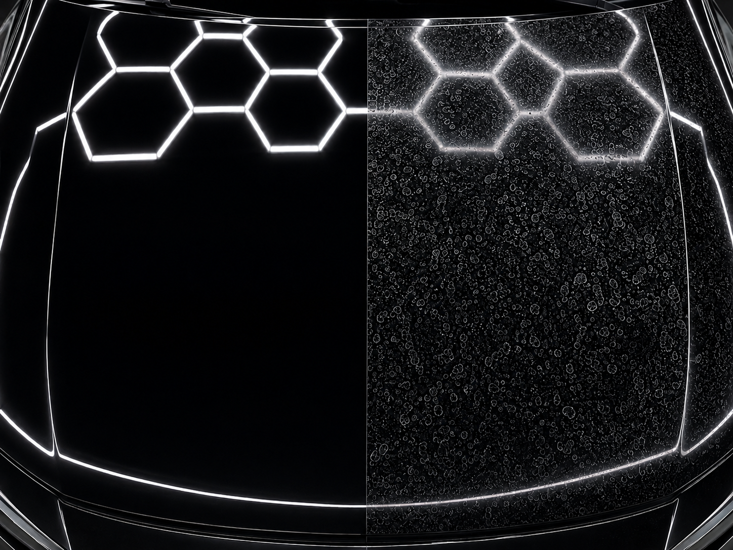 Side by side hard water spots polished out at shine again auto detailing & ceramic coating in newnan, ga